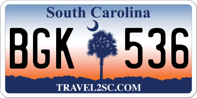 SC license plate BGK536