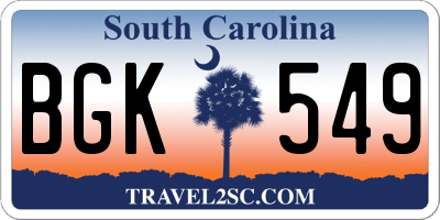 SC license plate BGK549