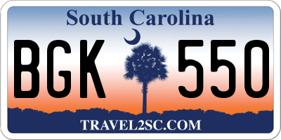 SC license plate BGK550