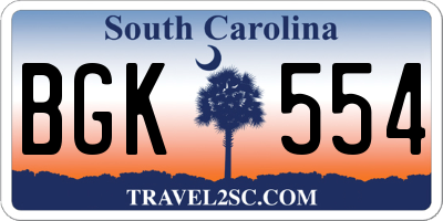 SC license plate BGK554