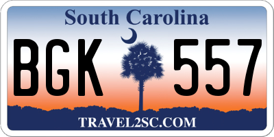 SC license plate BGK557