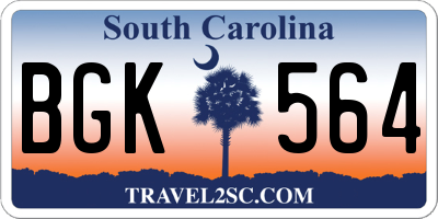 SC license plate BGK564