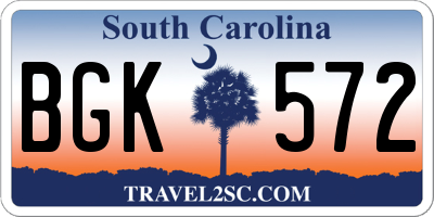 SC license plate BGK572