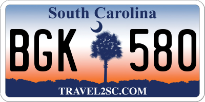 SC license plate BGK580