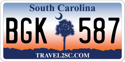 SC license plate BGK587