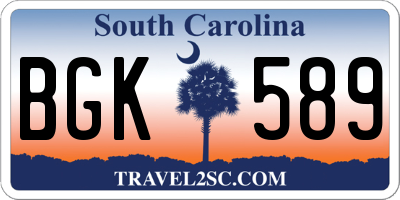 SC license plate BGK589