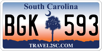 SC license plate BGK593