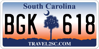 SC license plate BGK618