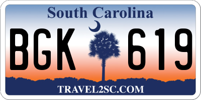 SC license plate BGK619