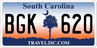 SC license plate BGK620