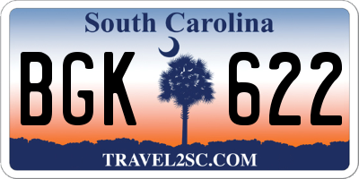 SC license plate BGK622