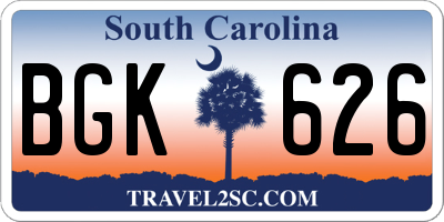 SC license plate BGK626