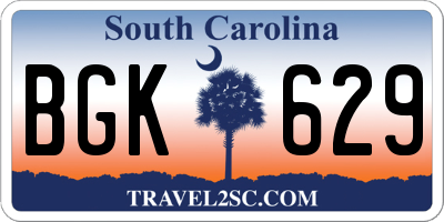 SC license plate BGK629