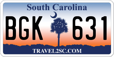 SC license plate BGK631