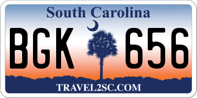 SC license plate BGK656