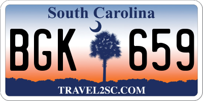 SC license plate BGK659