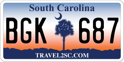SC license plate BGK687