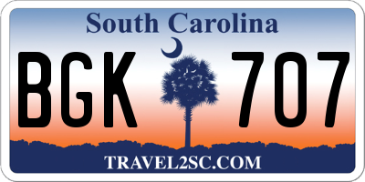 SC license plate BGK707