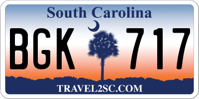 SC license plate BGK717