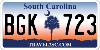 SC license plate BGK723