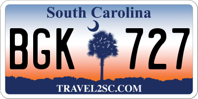 SC license plate BGK727