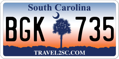 SC license plate BGK735
