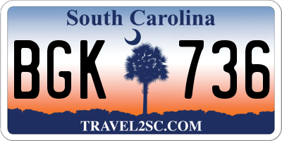 SC license plate BGK736
