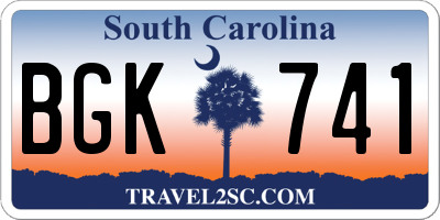 SC license plate BGK741