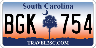 SC license plate BGK754