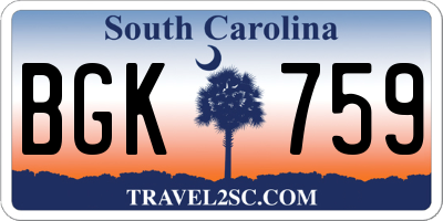SC license plate BGK759