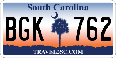 SC license plate BGK762