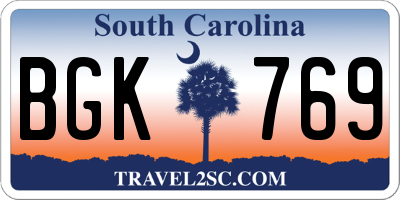 SC license plate BGK769