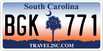 SC license plate BGK771
