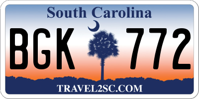SC license plate BGK772