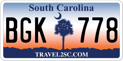 SC license plate BGK778