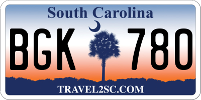 SC license plate BGK780