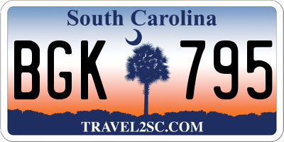 SC license plate BGK795