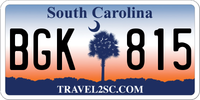 SC license plate BGK815