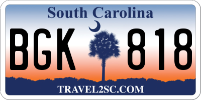SC license plate BGK818