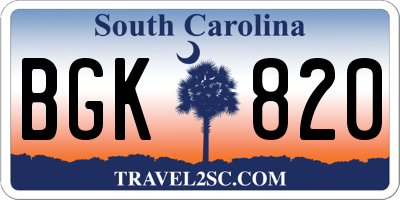SC license plate BGK820
