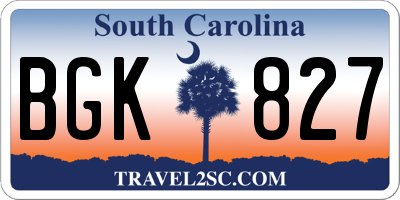SC license plate BGK827