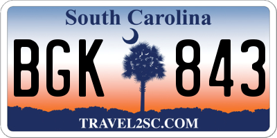 SC license plate BGK843