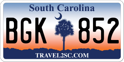 SC license plate BGK852