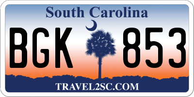 SC license plate BGK853