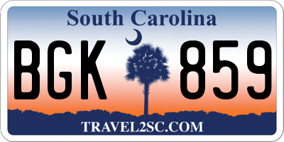 SC license plate BGK859
