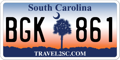 SC license plate BGK861