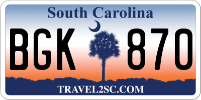 SC license plate BGK870