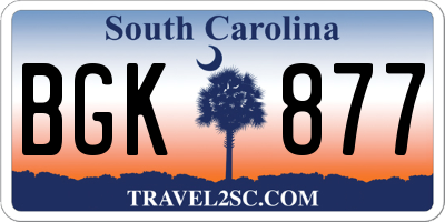 SC license plate BGK877