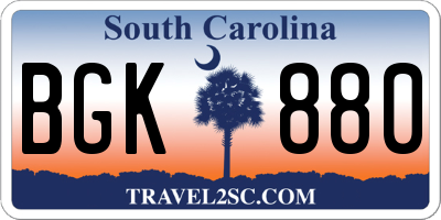 SC license plate BGK880