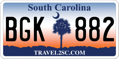 SC license plate BGK882